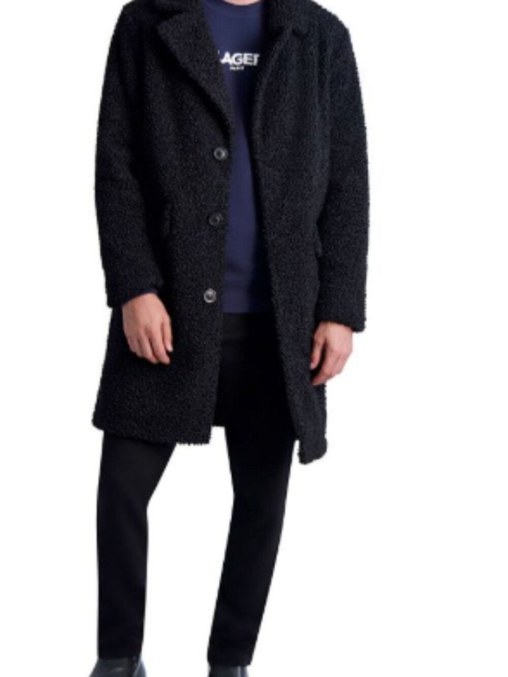 Karl Lagerfeld Paris Men's Oversized Black Top Coat - Size L Brand New